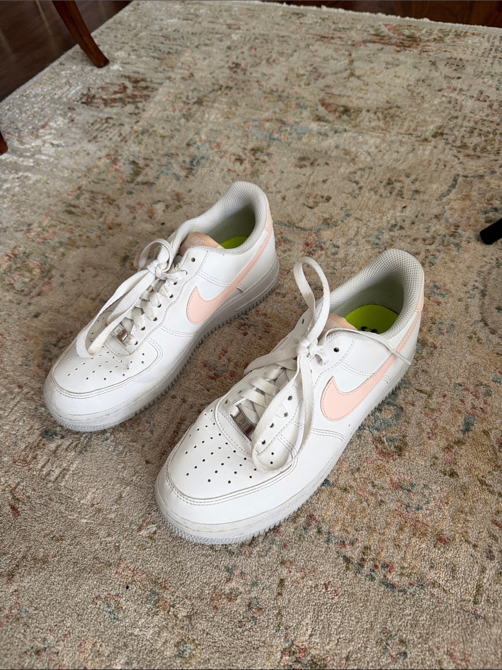Women’s White and Pink Nike Air Force 1
